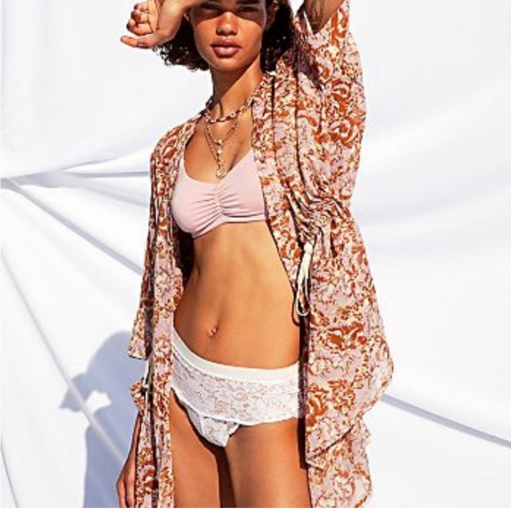 Free People Floral Button Down Shirt - Pink and Brown